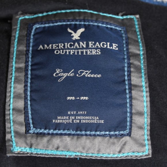 American Eagle Navy Sherpa Hooded Heavy Jacket Size Med 2010s - Picture 7 of 7
